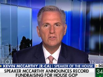 House Speaker Kevin McCarthy is pictured from a Wednesday interview on Fox Business Network.