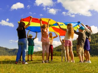 children playing in a field