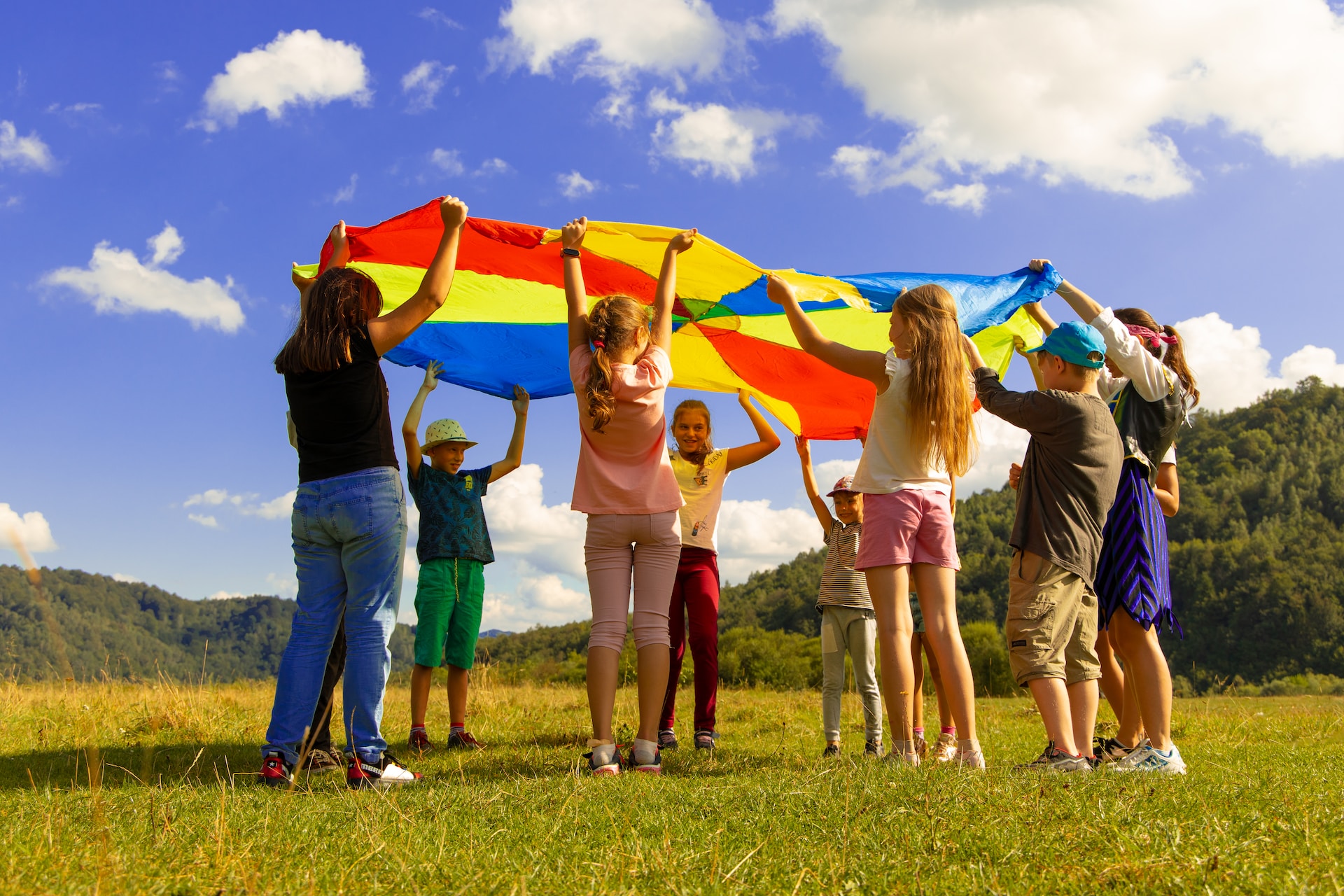 children playing in a field