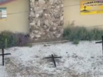 Three crosses were burned with arson outside a Sylmar church in Los Angeles.