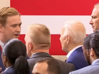 Fox News reporter Peter Doocy asks President Joe Biden a question.