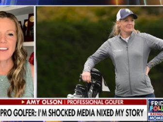 Professional golfer Amy Olson is interviewed Friday by Fox News' Laura Ingraham.