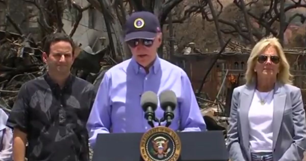 President Joe Biden gives a press conference Monday while visiting Maui.