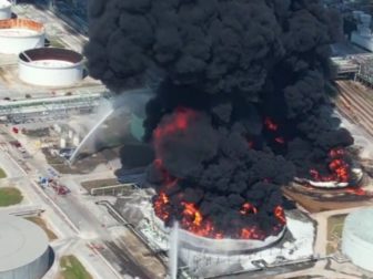 In a fire that started on Friday, the third-largest U.S. oil refinery is still ablaze.