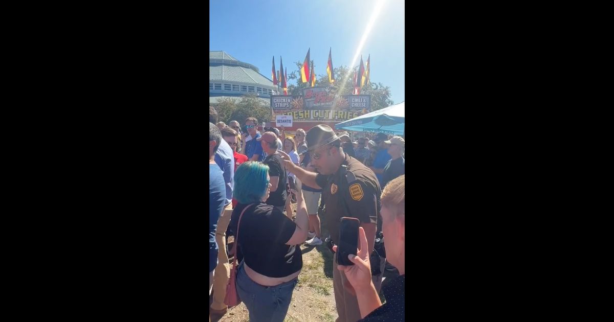 This Twitter/X screen shot shows a confrontation at the Iowa State Fair.