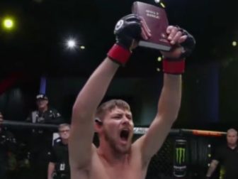 During UFC Vegas 79 in Las Vegas on Saturday, fighter Bryce Mitchell entered the octagon holding up a Bible and yelling "Freedom."