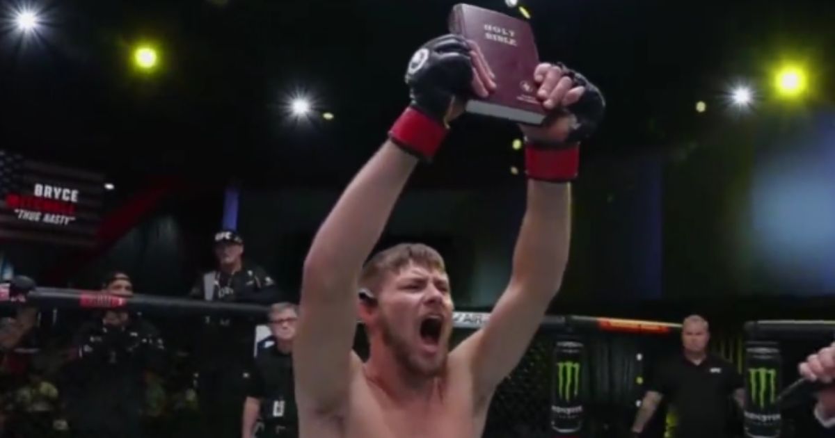 During UFC Vegas 79 in Las Vegas on Saturday, fighter Bryce Mitchell entered the octagon holding up a Bible and yelling "Freedom."