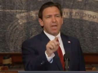 Florida GOP Gov. Ron DeSantis gave a heated reply to a reporter asking about a recent shooting.