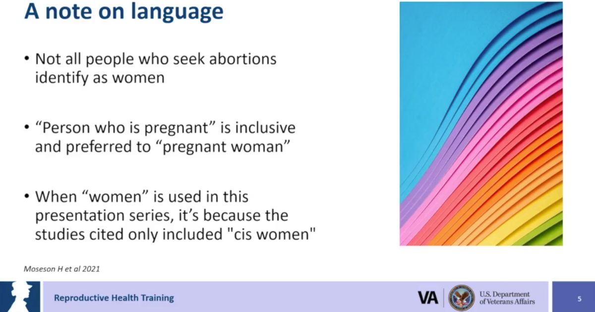 slide from a VA training video