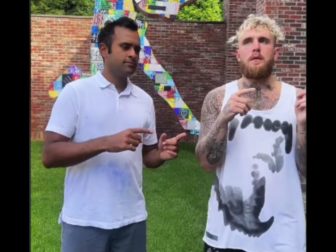 Republican presidential candidate Vivek Ramaswamy filmed a video with social media star Jake Paul announcing Ramaswamy's new TikTok account.