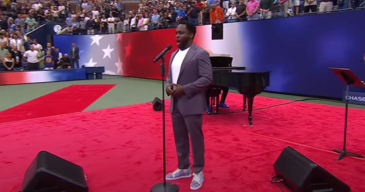 Will Liverman sings before the U.S. Open men's final on Sunday in New York.