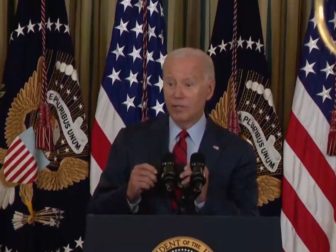 President Joe Biden gives remarks Wednesday during a press briefing at The White House.