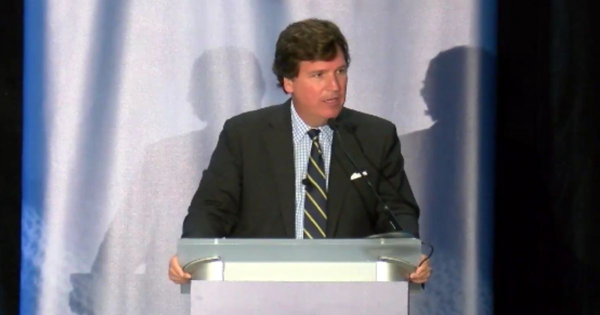 Former Fox News host Tucker Carlson speaks about abortion at a Center for Christian Virtue event.