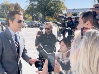 Rep. Matt Gaetz speaks with reporters on Wednesday.