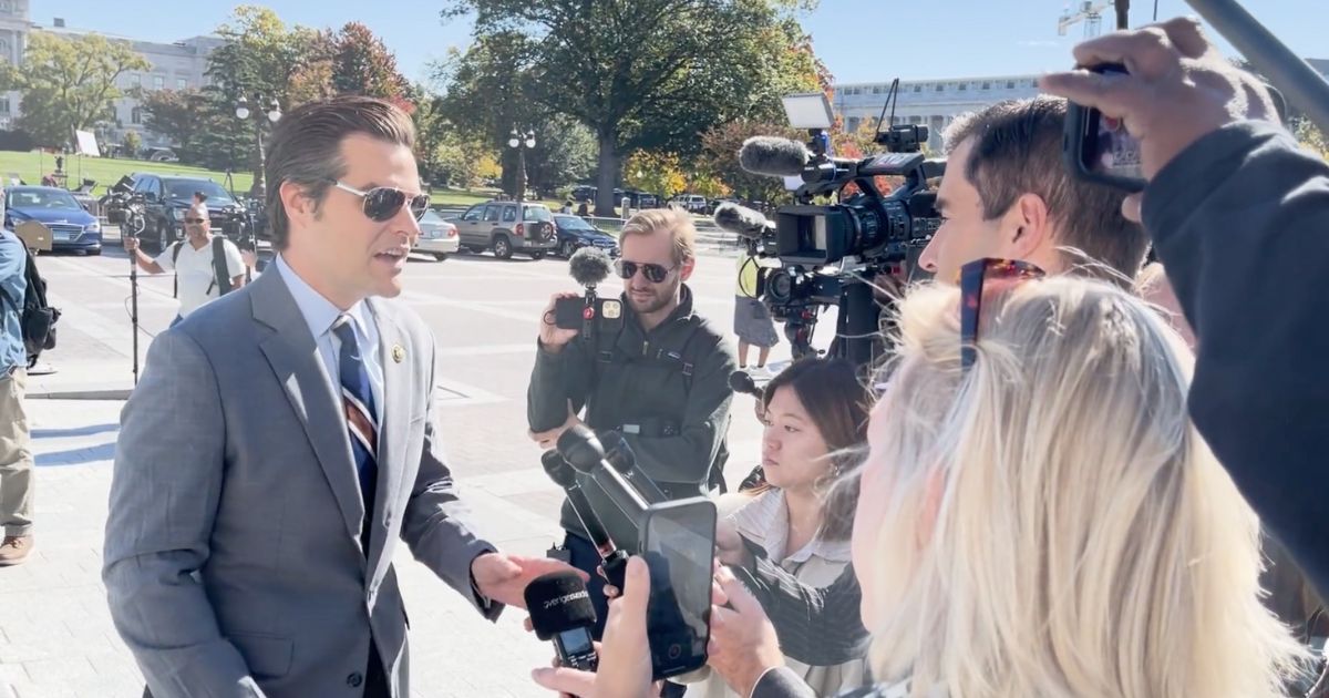 Rep. Matt Gaetz speaks with reporters on Wednesday.