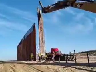 A border wall under construction in Texas.