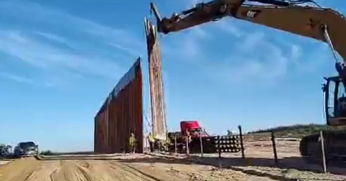 A border wall under construction in Texas.