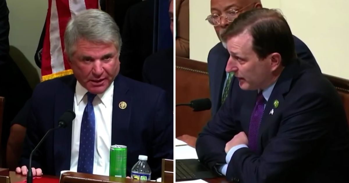 Texas Rep. Michael McCaul, left, confronts New York Rep. Dan Goldman during a House Homeland Security Committee hearing on Wednesday.