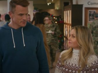 Candace Cameron Bure, right, and Gabriel Hogan, left, star in a new Christmas movie - "My Christmas Hero" - that honors veterans, faith, and family.