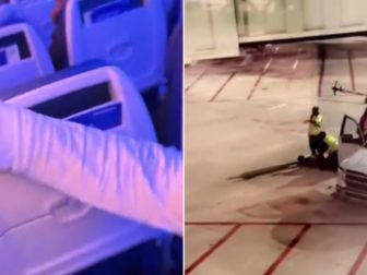 A Southwest Airlines passenger captured video of an incident in which a man left the aircraft through the emergency hatch and was apprehended on the tarmac.