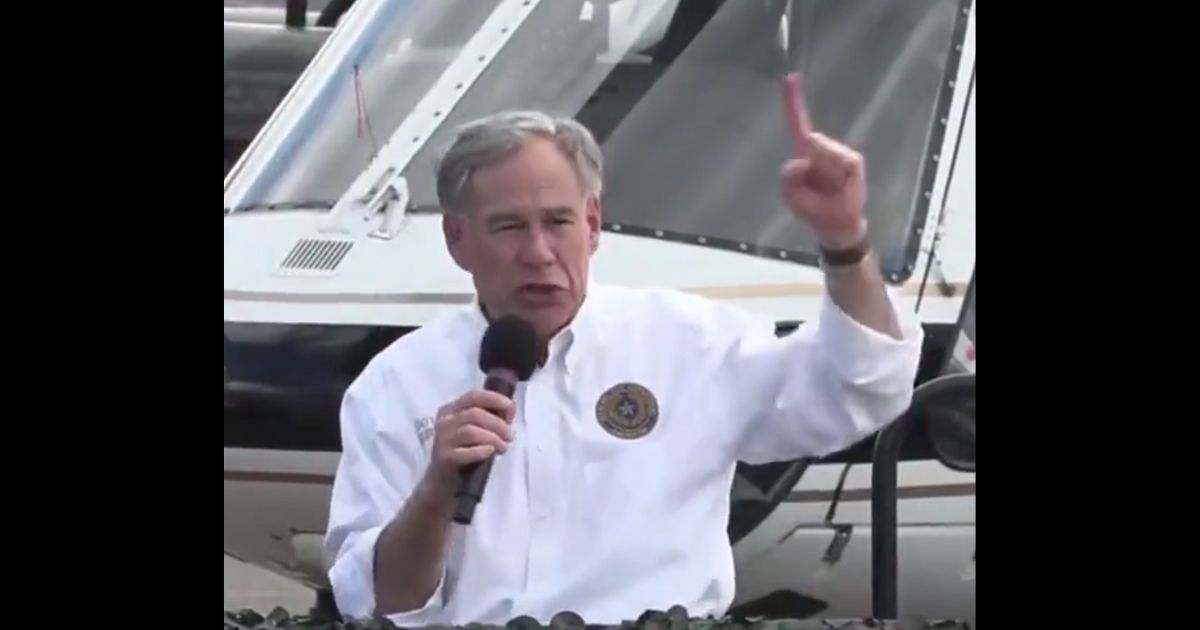 This Twitter screen shows Texas Gov. Greg Abbott speaking in Edinburg, Texas.