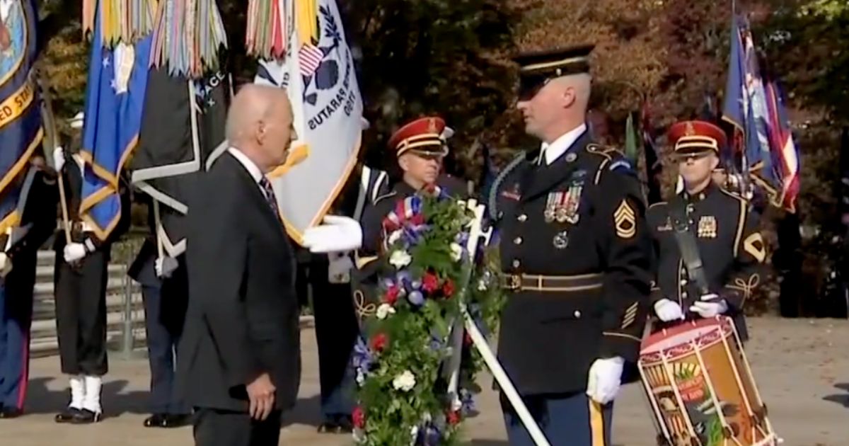 President Joe Biden is seen Saturday while visiting Arlington National Cemetery.