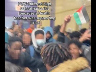 This Twitter screen shot shows students at a New York school, who allegedly rioted after a teacher expressed views in support of Israel.