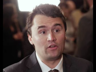 Charlie Kirk is interviewed at the AmericaFest conference in Phoenix.