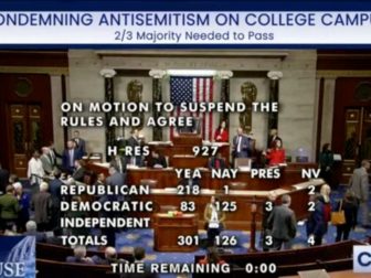 House members voted 303-126 to approve the resolution, with three voting "present." The final tally was adjusted after these numbers appeared on the screen.