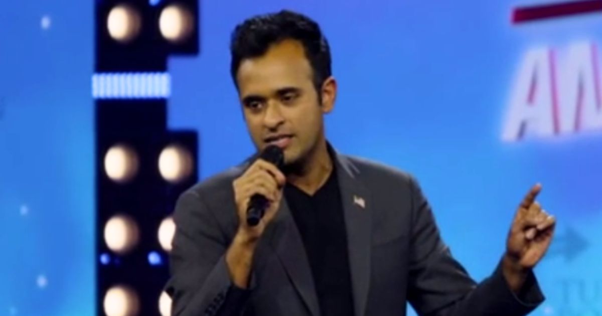 Republican presidential candidate Vivek Ramaswamy speaks during the Turning Point USA "AmericaFest" event in Phoenix on Sunday.