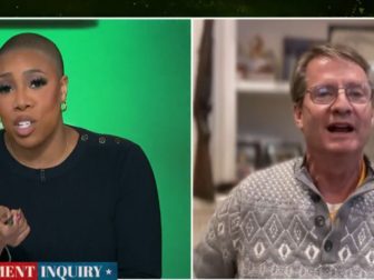 MSNBC host Symone Sanders, left, interviews Republican Rep. Tim Burchett, right, on Saturday's "Symone."