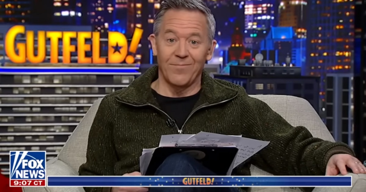 Fox News host Greg Gutfeld is pictured on his program Friday night.