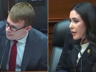 On Wednesday, Republican Rep. Anna Paulina Luna, right, scolded "immigration expert" David J. Bier, left, after he laughed about child trafficking at the border.