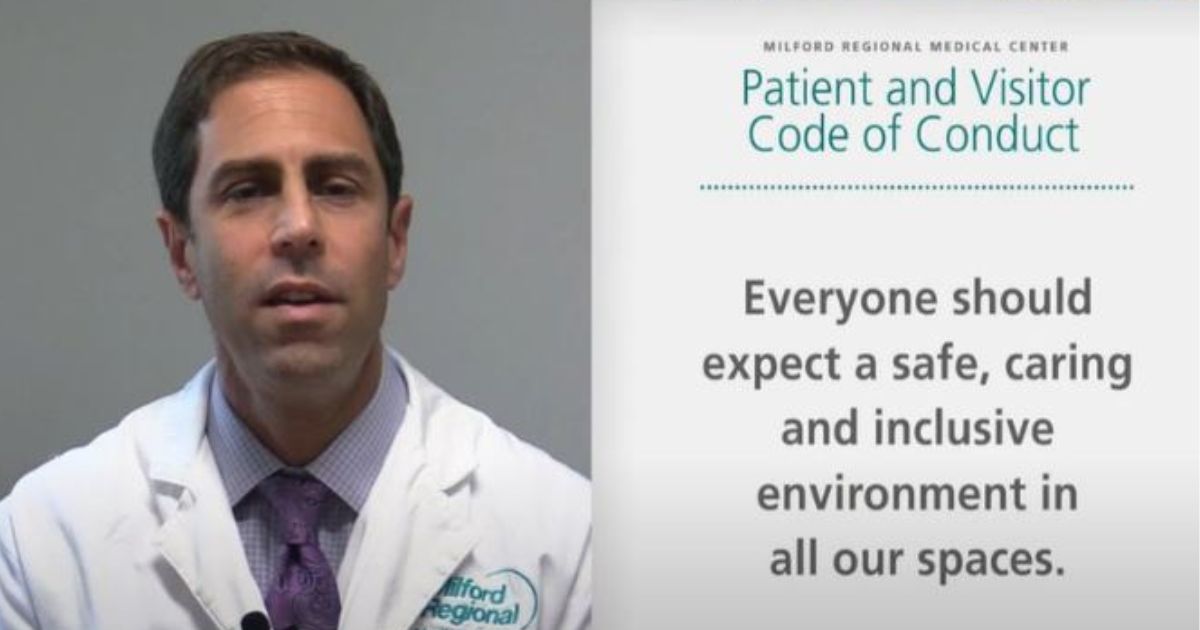 Dr. Peter Smulowitz, Chief Medical officer at the Milford Regional Medical Center in Massachusetts, details the hospital's "code of conduct" for patients and visitors.