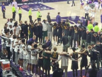 On Tuesday, the Kansas State Wildcats men’s basketball team upset the ninth-ranked Baylor Bears in overtime, 68-64. Then, players and staff members from both teams came together in a circle to pray.