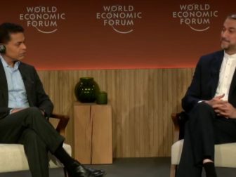 CNN's Fareed Zakaria, left, interviews Iranian Foreign Minister Hossein Amir-Abdollahian at the world Economic Forum meeting in Davos, Switzerland, Wednesday.