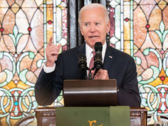 President Joe Biden speaks during a campaign event at Emanuel AME Church on Monday in Charleston, South Carolina.