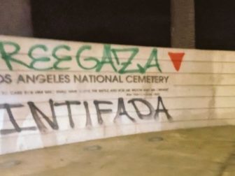 Pro-Palestinian protesters defaced a military cemetery in Los Angeles on Jan. 6.