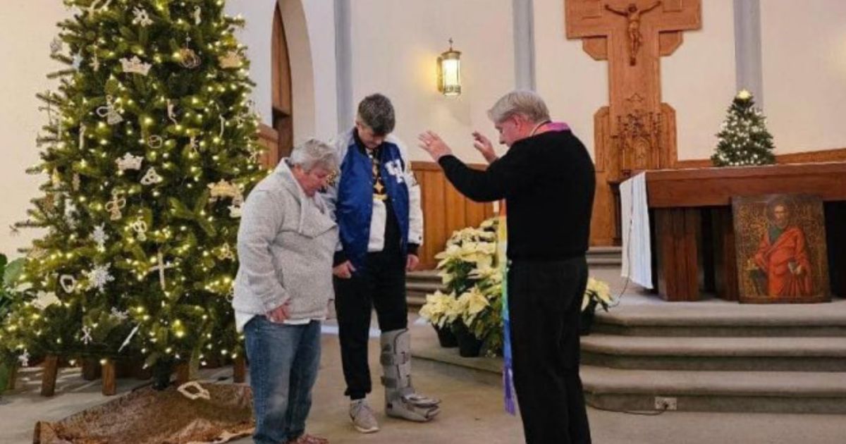 This Twitter screen shot shows a same-sex couple being 'blessed' at a church in Kentucky.