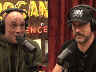 Joe Rogan, left, and Aaron Rodgers, right, talk about Nancy Pelosi.