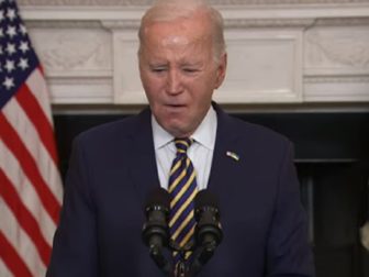 President Joe Biden stumbles over the name of the terrorist group Hamas on Tuesday during a White House news conference.