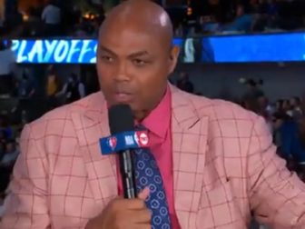 Former NBA star and current basketball analyst Charles Barkley is pictured in a 2022 broadcast.