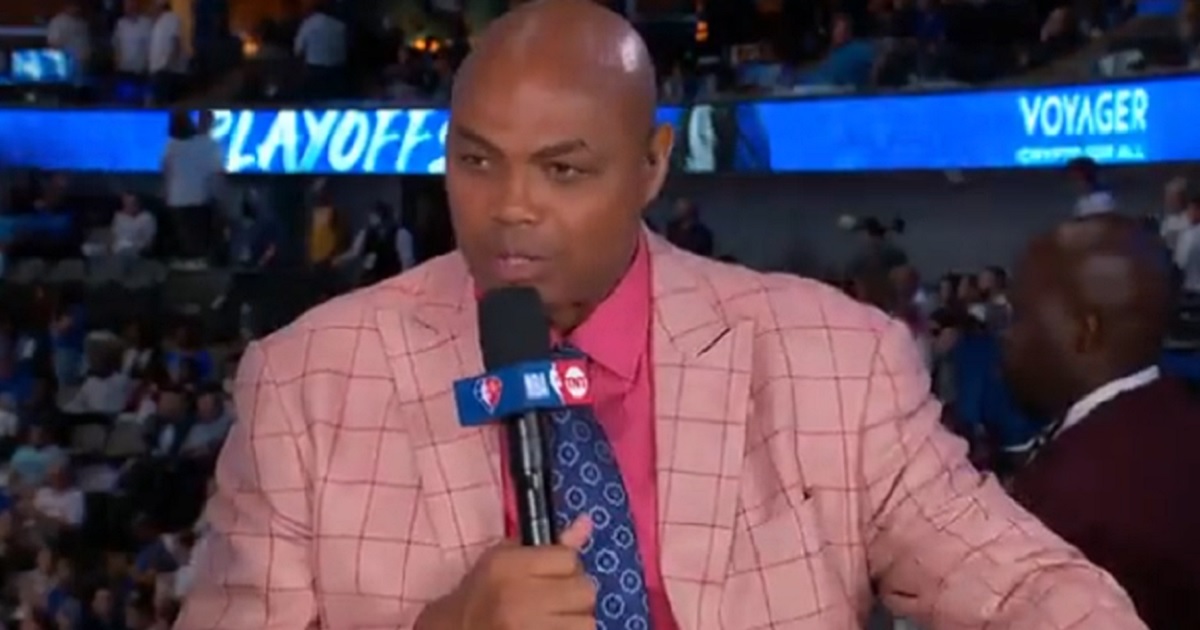 Former NBA star and current basketball analyst Charles Barkley is pictured in a 2022 broadcast.