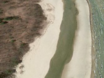 The Platte River is pictured next to Lake Michigan at Sleeping Bear Dunes National Lakeshore in Michigan.