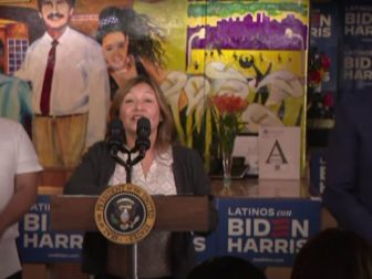 Biden wandered off the stage while the speaker was talking about the importance of the Latino vote.