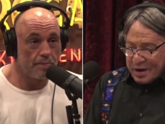 Podcast host Joe Rogan, left, confronted Google AI researcher Ray Kurzweil over the lack of privacy on people's phones and other devices.