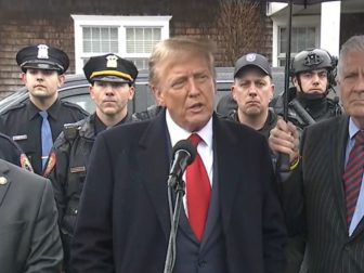 Former President Donald Trump speaks about the murder of NYPD Officer Jonathan Diller on Thursday in New York.