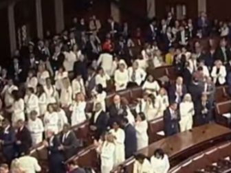 Female Democratic congresswomen wore coordinated white outfits to the State of the Union address on Thursday night to demonstrate their pro-abortion stance.