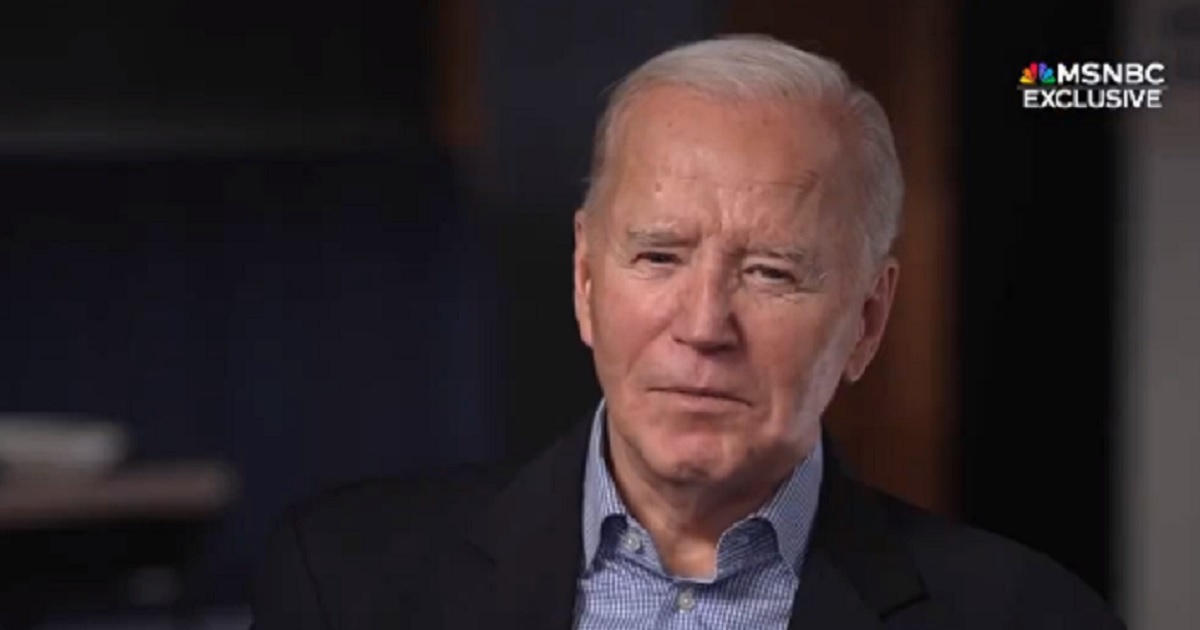 President Joe Biden is interviewed by MSNBC on Saturday.