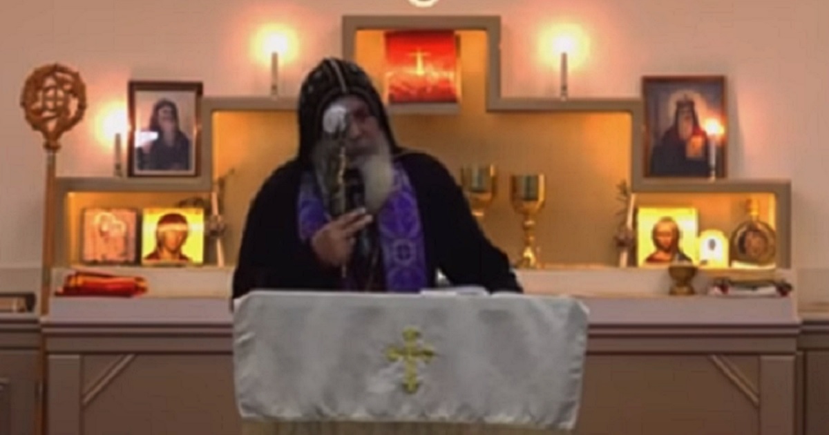 Assyrian Orthodox Christian Bishop Bishop Mar Mari Emmanuel addresses his congregation on Sunday, his first time his an April 15 stabbing attack.